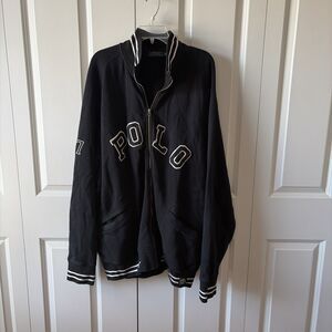 Polo Ralph Lauren Full Zip Track Jacket Black Size 3XB Varsity Fleece Lined